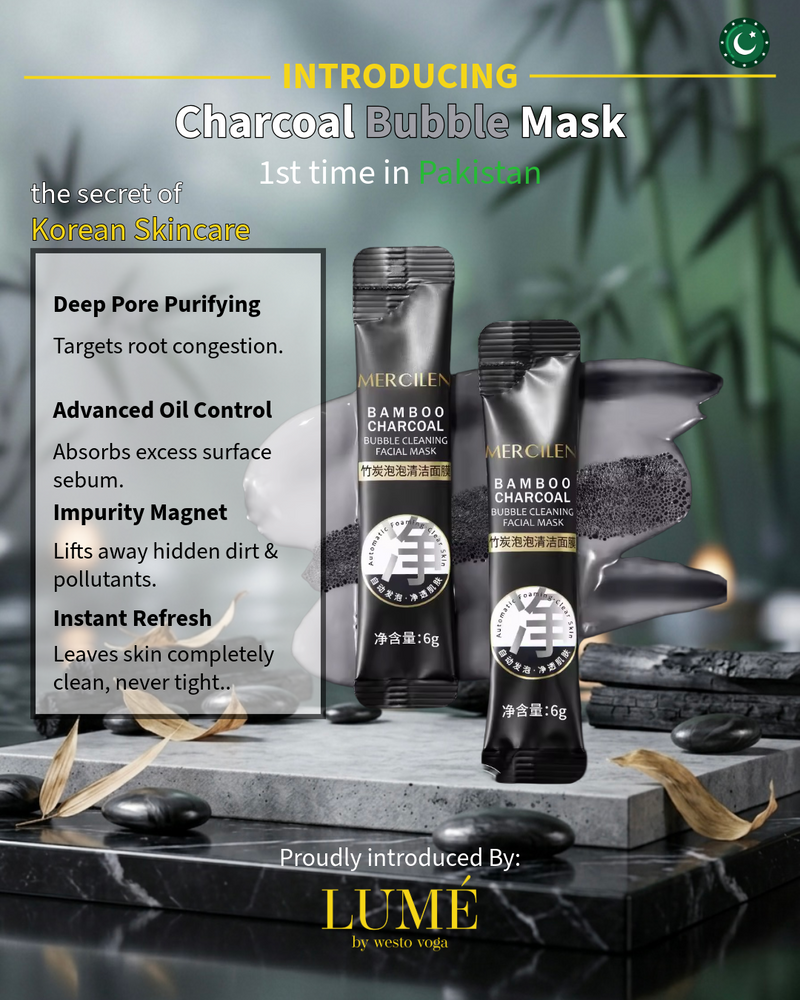 Bamboo Charcoal Bubble Mask Sachets in Pakistan by WV LUME